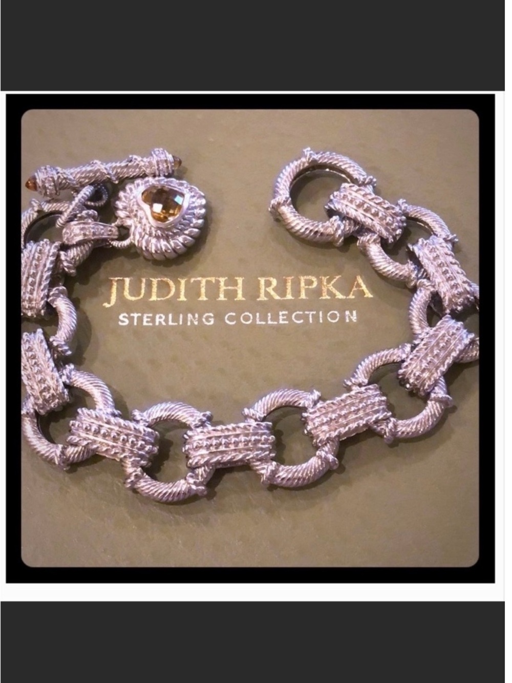 Judith Ripka Silver Rope-Link Bracelet with Golden Citrine Accent
